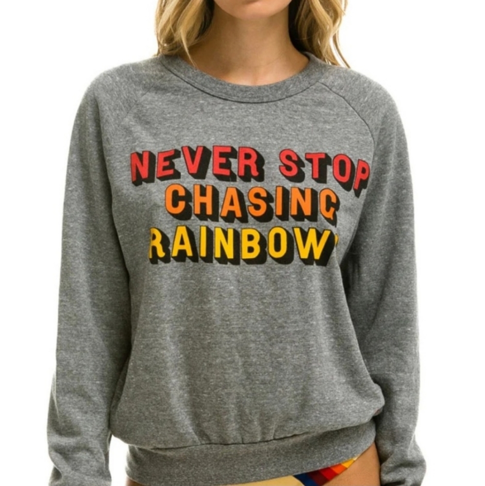 Aviator Nation “NEVER STOP CHASING RAINBOWS” Crew Sweatshirt